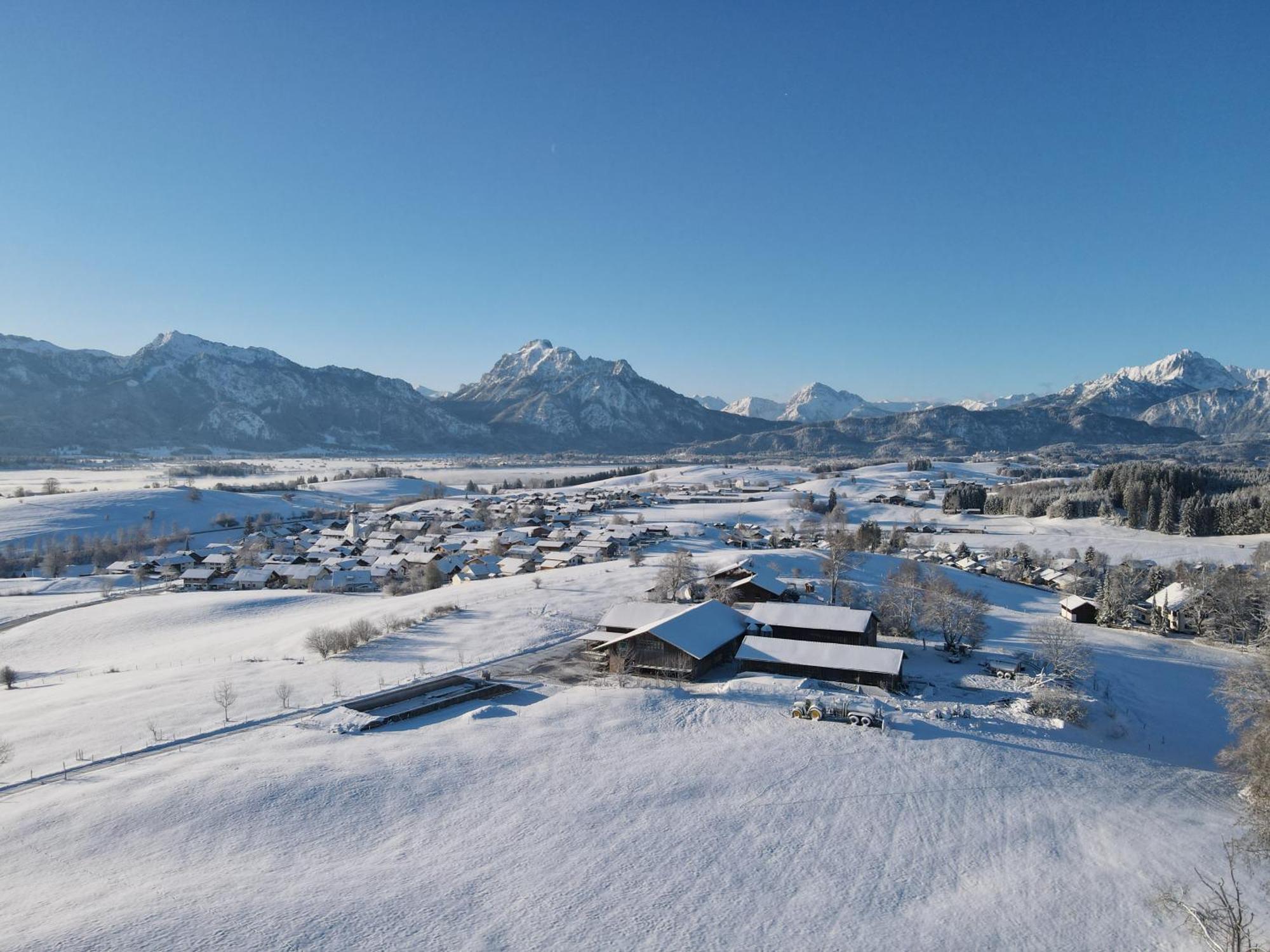 Chalet - Ferienwohnungen - Biohof Stoeger - Panoramasuedbalkon - Grandiose Aussicht Auf See, Berge Und Schloss Neuschwanstein Rieden Buitenkant foto