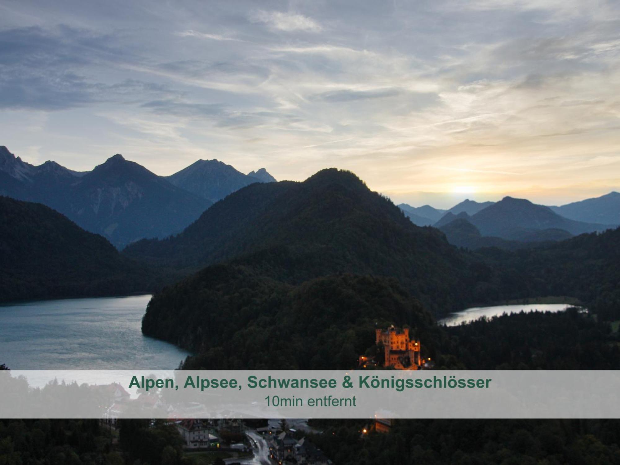 Chalet - Ferienwohnungen - Biohof Stoeger - Panoramasuedbalkon - Grandiose Aussicht Auf See, Berge Und Schloss Neuschwanstein Rieden Buitenkant foto